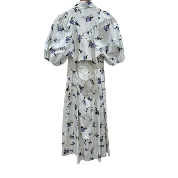 LES RÊVERIES Cutout Cotton-poplin Midi Dress In Floral print - Picture 4 of 9